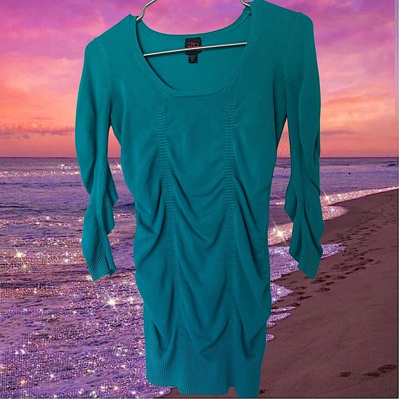 2B Bebe Tops - Bebe top Rutched flowy fairy cute ballet core blue turquoise sweater sexy cute